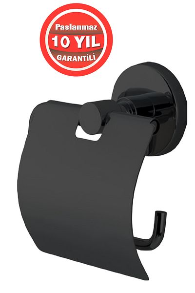 ÇELİK BANYO Stainless Brass Matte Black Flora Toilet Paper Holder