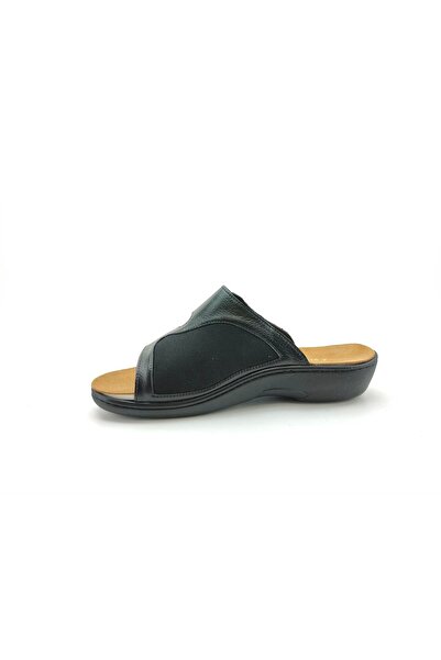 OrtoPlus Kadın Deri Ortopedik Tabanı Çıkan Halluk Valgus Terlik Y1004