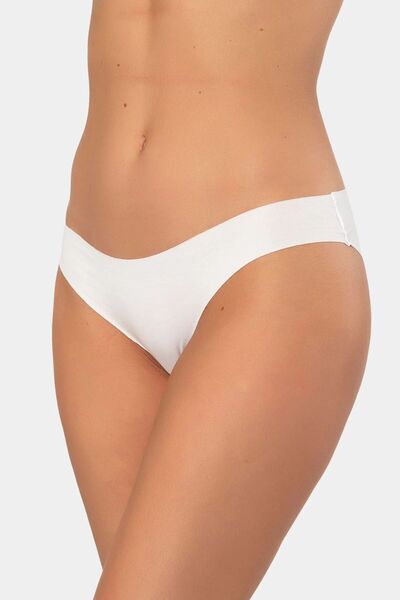 TÜREN 907 Γυναικείο εσώρουχο μπικίνι από βαμβάκι κομμένο με λέιζερ-Λευκό