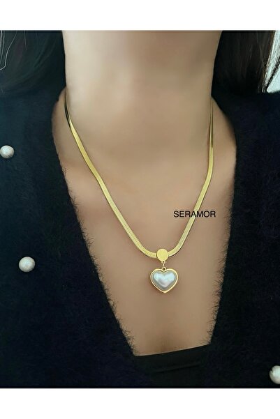 Trend Pearl heartless steel necklace 45 cm