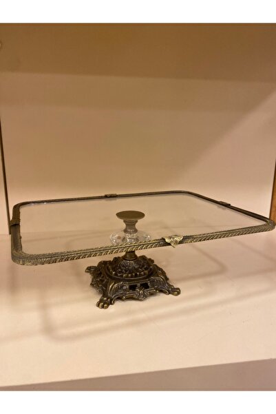 PLUS HOME SUNUM AYAKLI DÖKÜM PİRNÇ CAM ANTİK ESKİTME 31X23 CM