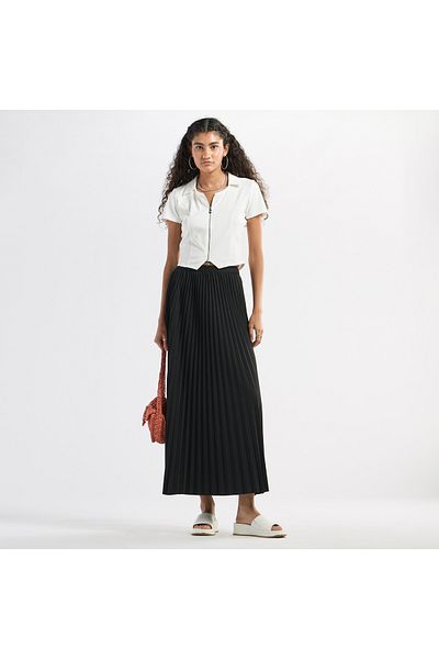 FAV Pleated A-line Skirt with Elasticated Waistband