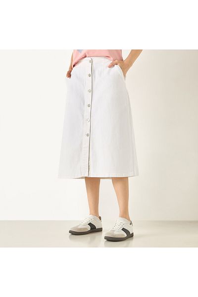 Lee Cooper Denim Midi Skirt with Button Closure