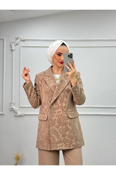 Cardella Camelya Premium Quality Textured Jacket Παντελόνι Σετ δύο τεμαχίων Premium Jacket Σετ
