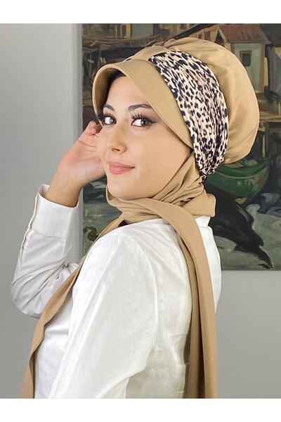 BUTİKAMBAR SULTAN MODEL TABA LEOPAR CIRTLI BİRİTLİ ATKILI ŞAPKA