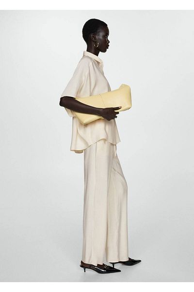 MANGO Woman Straight Cut Draped Pants