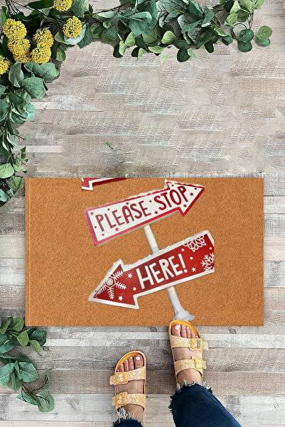 KARMAT Vă rugăm să opriți aici, Semn roșu, Covoraș pentru ușă cu tematică de ...