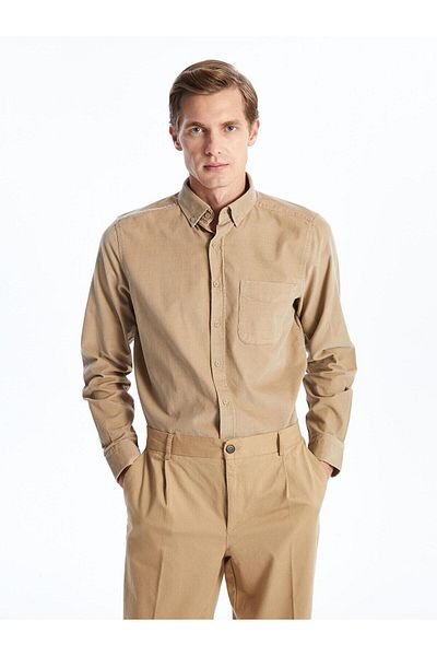 LC Waikiki Cămașă pentru bărbați din velur cu mânecă lungă LCWAIKIKI Classic Regular Fit