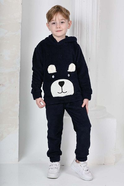 relax kids Bear Embroidered Hooded Men's Set