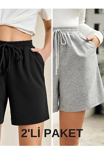 Set pantaloni scurți din două piese negru și gri