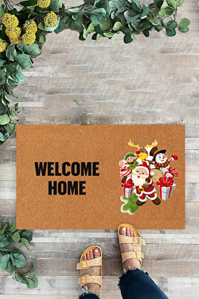 KARMAT Welcome Home, Christmas Theme, Santa Claus, Pine Tree Christmas Door Mat