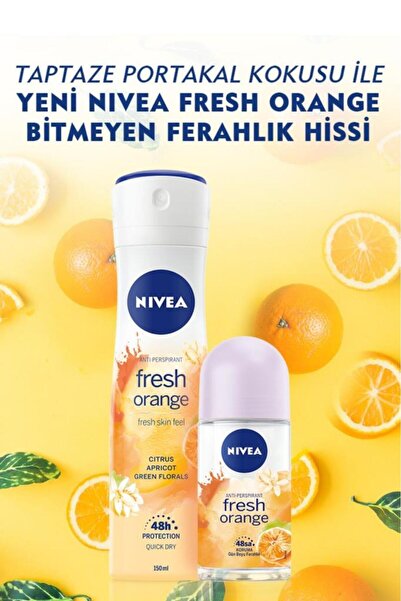 NIVEA Portakal Kokulu Uzun Süren Temiz Bir Cilt Hissi İle Ter Kokusuna Karşı Kadın Deodarant eleg.2407