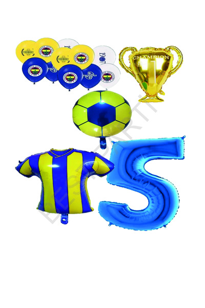 BEST PARTİ DOĞUM GÜNÜ PARTİ SÜSLERİ مجموعة بالونات Age 5 - أصفر وأزرق داكن