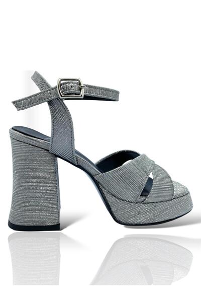 Zarifiz حذاء لامع مفتوح من الأمام بكعب عالٍ