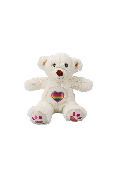 Sunman 30 cm Plush Bear Rainbow - Heart, White, Model 31841