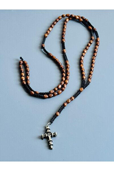 Medusa Accessories Ahşap Boncuklu Haç Kolye