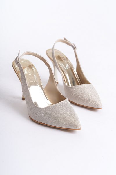 LUNA FLOWER Pantofi de damă cu toc argintiu auriu LF613