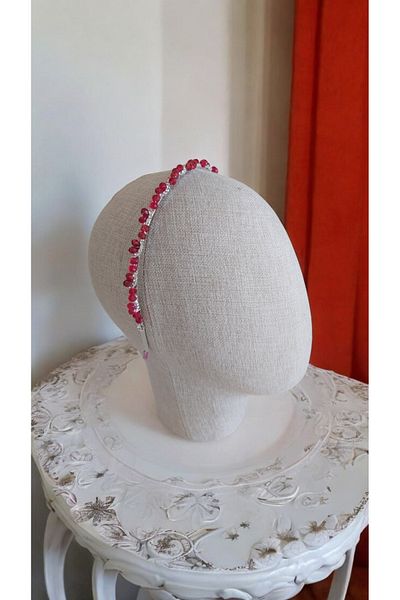 Eva Flore Red Crown with Crystal Stones - Henna Night Crown - Maternity Crown - Engagement Crown