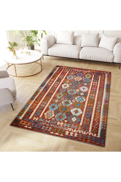 Rugs Modern Halı Umay Collection Multicolored Ethnic Patterned Woven Base Mod...