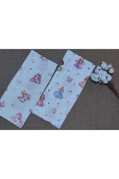 Alpıno Newborn Muslin Blanket & Blanket (100% Cotton Baby Blanket 85 cm X 85 cm) 2 Pieces