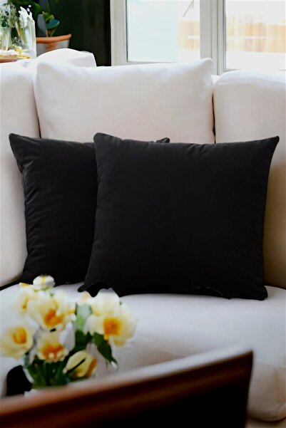 Soyoe Throw Pillow Cover Special Design Set of 2 Soft Textured Black Color Th...
