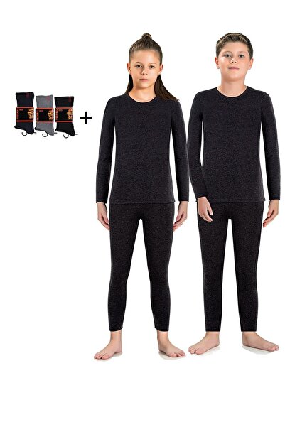 CUBBUX Set de lenjerie termică pentru băieți și fete și 3 perechi de șosete t...