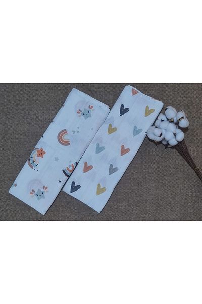 Alpıno Newborn Muslin Blanket & Blanket (100% Cotton Baby Blanket 85 cm X 85 cm) 2 Pieces