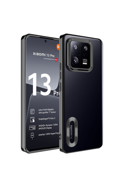 Xiaomi Mi 13 Pro Kılıf Kamera Korumalı Logo Gösteren Zore Omega Kılıf - Siyah