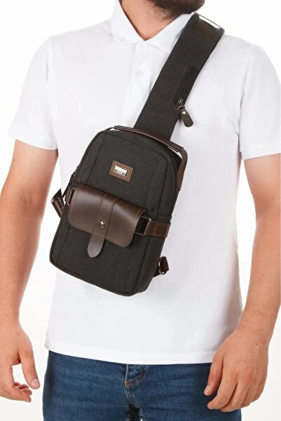 BAGzy N.POLO 2423 Erkek Siyah Body Bag Çanta Sırt Çanta Çok Bölmeli Suya Daya...
