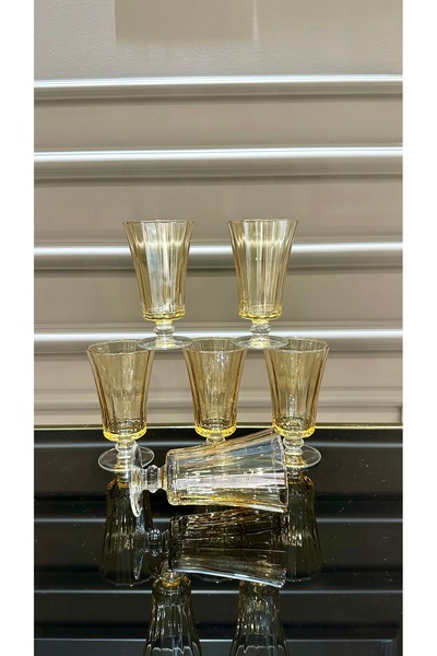 Turkuaz kristal Paşabahçe Ayaklı Gold Kahve Yanı Su Bardağı