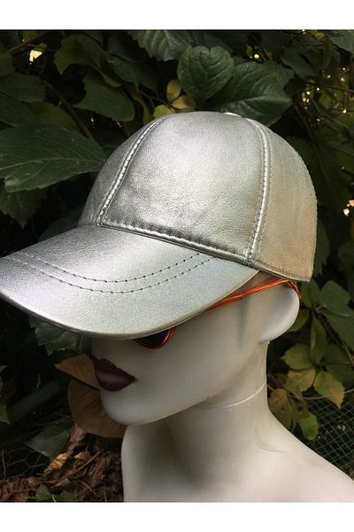 BY SCK Unisex Silver Color 100% Leather Hat
