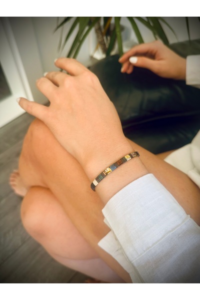 Natuur Collection Mavi Beyaz Altın Bakır Kahve El Yapımı Bileklik Miyuki Tila...