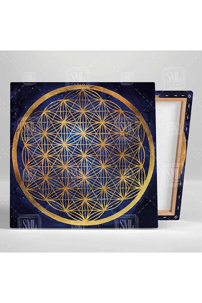 SML TABLO Λουλούδι της ζωής Sri Yantra Circle of Life Γεωμετρία Ινδουισμός Τετράγωνος πίνακας σε καμβά