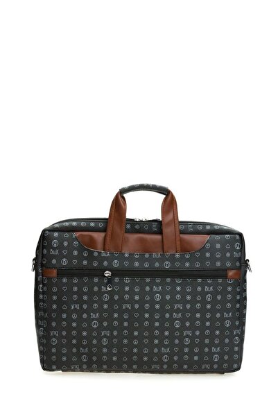 Bilik Deri Monogram Negru-Tan Unisex Laptop și Servietă BRIEFCASE-MG