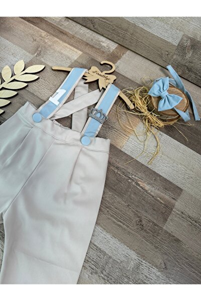 Feriatolye King Crown Concept Cream Bebe Blue Detailed Baby Boy Pants Salopet
