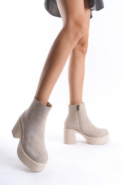 Modabuymus Μπότες με τακούνι Hancez Ten Suede High Thick Platform
