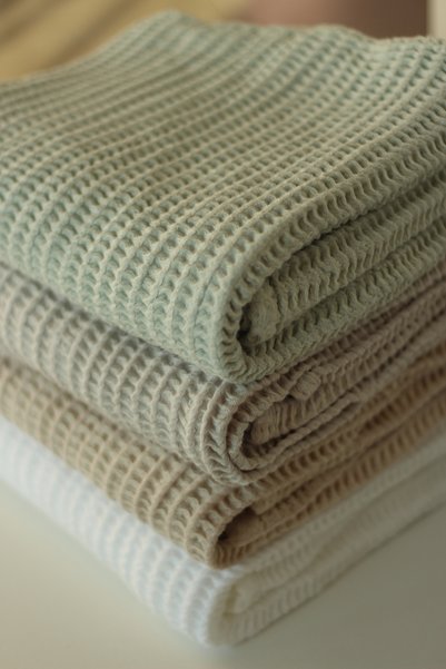 Anne Sesi Waffle Baby Blanket - 100% Organic Gots Certified Bamboo-Cotton Woven - 80X80 cm