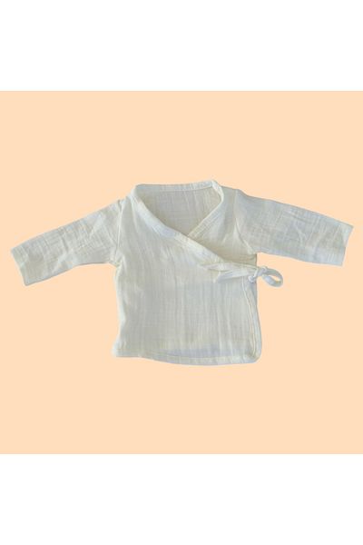 runbaby Double Layer Muslin Fabric Double Breasted Collar Baby Kimono