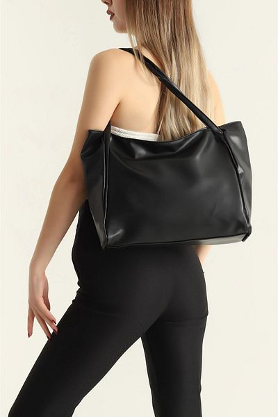 ARTON Black Faux Leather Corded Casual Shoulder Bag