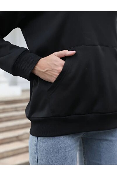 caddekombin Sun Butterfly Moon Printed Hooded Pocket 2 Thread Raised Wool Inside Sweatshirt