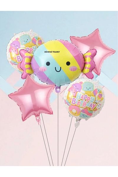 DÜVENCİ TİCARET 5-Piece Ice Cream Figured Balloon Set