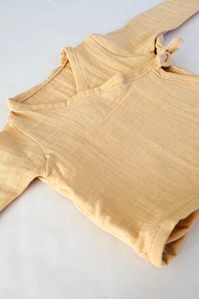 runbaby Double Layer Muslin Fabric Double Breasted Collar Baby Kimono