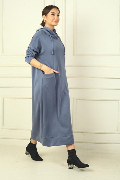 By Saygı Rochie lungă pentru femei, cu fermoar, cu glugă, cu buzunare