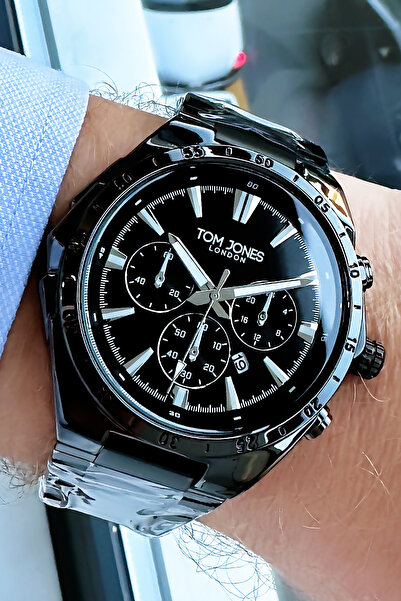 Tom Jones London Men's Wristwatch 3 Atm Water Resistant Black Color Steel Band Tje2013C3