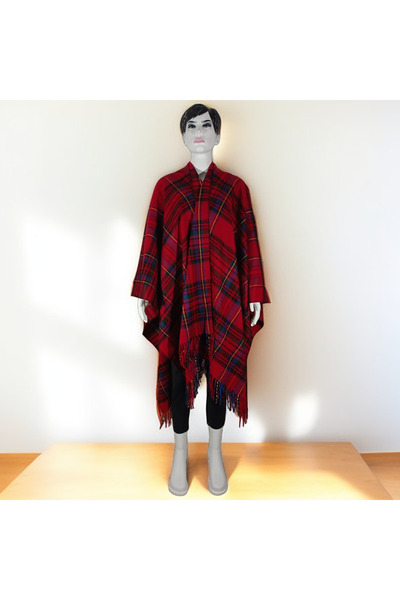 Siesta Fashion Kışlık Kadın Panço - Otantik Desenli