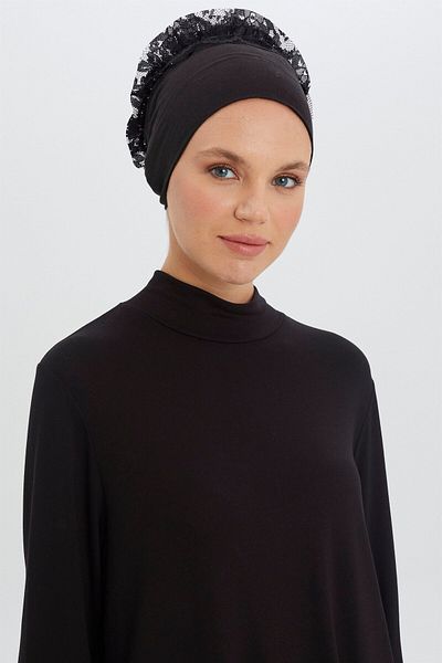 Shalista Buy 4 Pay 3 Ruffled Stitched Bonnet, Black - Cotton - Combed Cotton