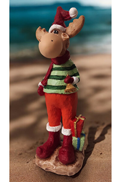 Genel Markalar El Boyaması Yılbaşı Geyik Adam Polyester Biblo 22 cm