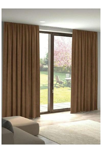 Karesi Yiğit Curtain Brown Extraphore Gathered Island Background Curtain