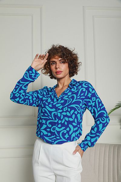 Butik Cămașă din viscoză cu model albastru 1500060