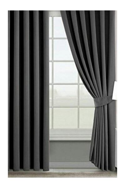 Karasi Yiğit Curtain Gray Color Extrafor Drawstring Blackaut (PATTERNED) Background Curtain